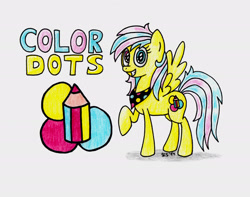 Size: 2504x1971 | Tagged: safe, artist:spacecat-studios, oc, oc only, oc:color dots, pegasus, pony, cutie mark, pegasus oc, smiling, solo, traditional art, wings