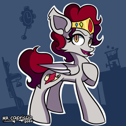 Size: 3000x3000 | Tagged: safe, artist:php190, oc, oc:ruby violette, pegasus, pony, abstract background, high res, jewelry, looking at you, simple background