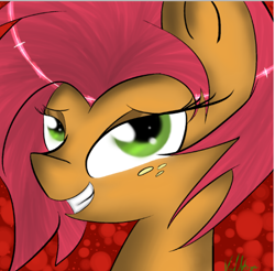 Size: 2470x2428 | Tagged: safe, artist:thegreycheetah11, babs seed, pony, g4, bust, female, high res, smiling, solo