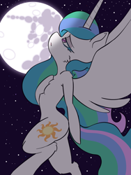 Size: 1536x2048 | Tagged: safe, artist:steelsoul, princess celestia, alicorn, semi-anthro, g4, arm hooves, crying, mare in the moon, moon, night, night sky, sad, sky, solo