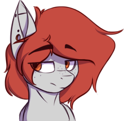 Size: 852x832 | Tagged: safe, artist:notetaker, oc, oc only, oc:scarlett lane, pegasus, pony, ear piercing, eyebrows, eyebrows visible through hair, freckles, gift art, male, piercing, simple background, solo, stallion, transparent background