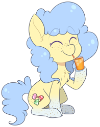 Size: 1944x2476 | Tagged: safe, artist:jetjetj, part of a set, oc, oc only, earth pony, pony, g4, chibi, commission, cup, cute, drinking, female, juice, mare, orange juice, simple background, smiling, solo, straw, transparent background, ych result