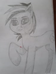 Size: 1620x2160 | Tagged: safe, oc, oc only, pony, monochrome, raised hoof, solo, traditional art