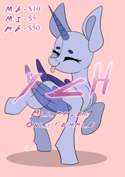Size: 2894x4093 | Tagged: safe, artist:lilsunnyday, oc, oc only, alicorn, earth pony, pegasus, pony, unicorn, any race, auction, auction open, commission, solo, ych example, your character here