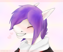 Size: 633x521 | Tagged: safe, artist:chao-xing, oc, oc only, earth pony, pony, adorable face, clothes, colt, commission, cute, eyes closed, grin, happy, heart, love, male, scarf, simple background, smiling, solo, stallion
