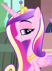 Size: 872x1191 | Tagged: safe, screencap, princess cadance, twilight sparkle, alicorn, pony, g4, three's a crowd, cropped, female, lidded eyes, solo focus