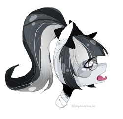 Size: 1280x1241 | Tagged: safe, artist:zloitoaster, oc, oc only, earth pony, pony, bow, bust, earth pony oc, glasses, hair bow, open mouth, simple background, solo, white background
