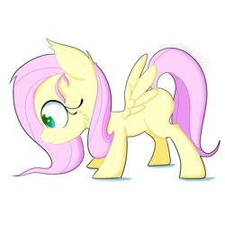 Size: 1440x1440 | Tagged: safe, artist:fajnyziomal, fluttershy, pegasus, pony, g4, cheek fluff, female, filly, filly fluttershy, foal, simple background, solo, white background, younger