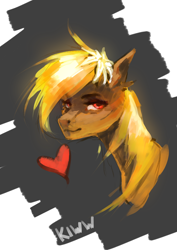 Size: 2480x3507 | Tagged: safe, artist:kiwwsplash, oc, oc only, earth pony, pony, abstract background, bust, earth pony oc, heart, high res, signature, solo