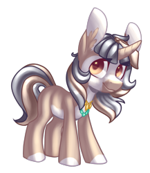 Size: 2305x2652 | Tagged: safe, artist:helemaranth, oc, oc only, pony, unicorn, colored hooves, ear fluff, high res, horn, jewelry, necklace, simple background, smiling, solo, transparent background, unicorn oc