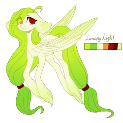 Size: 3000x3000 | Tagged: safe, artist:helemaranth, oc, oc only, oc:lemony light, pegasus, pony, eye clipping through hair, eyebrows, eyebrows visible through hair, female, high res, hoof fluff, mare, no pupils, pegasus oc, reference sheet, simple background, solo, transparent background, wings