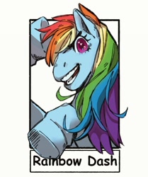 Size: 600x716 | Tagged: safe, alternate version, artist:wholemonsternu2, rainbow dash, pegasus, pony, g4, bust, female, heart eyes, mare, open mouth, salute, smiling, solo, underhoof, wingding eyes