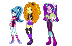 Size: 2751x1760 | Tagged: safe, artist:gmaplay, adagio dazzle, aria blaze, sonata dusk, equestria girls, g4, my little pony equestria girls: better together, converse, crossed arms, cute, female, hand on hip, shoes, simple background, taco dress, the dazzlings, transparent background, trio, trio female