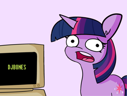 Size: 1984x1500 | Tagged: safe, artist:tjpones edits, edit, twilight sparkle, pony, unicorn, g4, computer, faic, female, looking at you, mare, meme, open mouth, reaction image, solo, twilight's computer, unicorn twilight