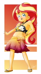 Size: 1874x3370 | Tagged: safe, artist:steg-o, sunset shimmer, equestria girls, g4, my little pony equestria girls: better together, belly button, clothes, female, geode of empathy, high res, magical geodes, sarong, solo, swimsuit