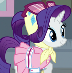 Size: 1184x1207 | Tagged: safe, screencap, rarity, pony, unicorn, g4, the end in friend, alternate hairstyle, camping outfit, clothes, cropped, cute, female, headscarf, mare, outfit catalog, raised hoof, raribetes, scarf, solo, sunglasses