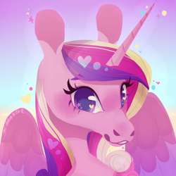 Size: 1280x1280 | Tagged: safe, artist:alabasterpeony, princess cadance, alicorn, pony, g4, cute, cutedance, female, heart, mare, no pupils, solo