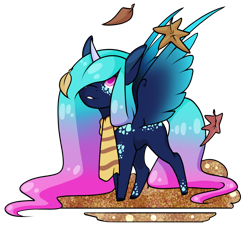 Size: 1024x928 | Tagged: safe, artist:oneiria-fylakas, oc, oc only, oc:shiva heartsong, alicorn, pony, chibi, clothes, female, leaf, leaves, mare, scarf, simple background, solo, transparent background