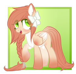 Size: 952x924 | Tagged: safe, artist:helemaranth, oc, oc only, pegasus, pony, base used, bow, braid, eye clipping through hair, hair bow, open mouth, pegasus oc, raised hoof, simple background, smiling, solo, transparent background, wings