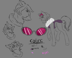 Size: 3000x2400 | Tagged: artist needed, safe, oc, oc only, oc:mimicry, original species, high res, purple changeling, reference sheet, solo, sunglasses