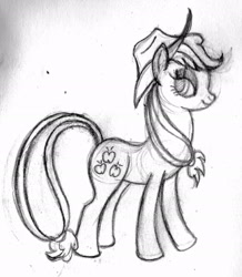 Size: 1782x2046 | Tagged: safe, artist:mfg637, derpibooru exclusive, applejack, earth pony, pony, g4, female, simple background, sketch, solo, traditional art