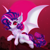 Size: 2500x2500 | Tagged: safe, artist:rurihal, rarity, alicorn, bat pony, bat pony alicorn, pony, g4, alicornified, bat ponified, bat wings, blood moon, blushing, cloud, ear fluff, female, full moon, high res, horn, leg fluff, moon, night, race swap, raribat, raricorn, sky, solo, spread wings, stars, wings