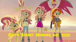 Size: 3840x2160 | Tagged: safe, artist:optimussparkle, sunset shimmer, human, pony, unicorn, equestria girls, equestria girls series, g4, my little pony equestria girls, my little pony equestria girls: friendship games, 3d, crown, daydream shimmer, daydream-ified, element of magic, female, geode of empathy, high res, jewelry, magical geodes, regalia, source filmmaker, sunset satan, sunset shimmer day