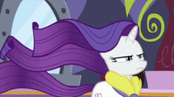 Size: 640x359 | Tagged: safe, edit, edited screencap, screencap, rarity, pony, g4, interseason shorts, rarity's biggest fan, animated, clothes, female, flowing mane, flowing tail, gif, robe, solo, spa robe, sped up, windswept hair, windswept mane, windswept tail