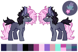 Size: 1575x1054 | Tagged: safe, artist:mourningfog, oc, oc only, earth pony, pony, color palette, commission, cutie mark, donkey ears, reference sheet, simple background, solo, transparent background