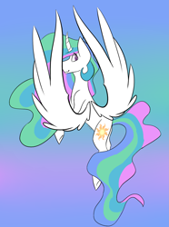 Size: 2113x2839 | Tagged: safe, artist:toptian, princess celestia, alicorn, pony, g4, female, flying, gradient background, high res, mare, solo