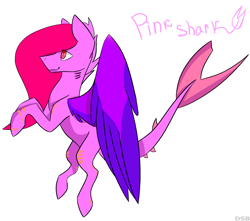 Size: 2607x2301 | Tagged: safe, artist:toptian, oc, oc only, original species, pony, shark, shark pony, high res, simple background, solo, white background, wings
