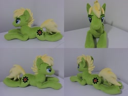 Size: 1597x1199 | Tagged: safe, artist:little-broy-peep, oc, oc:applesnack, oc:steelhooves, pony, fallout equestria, irl, lying down, male, missing accessory, photo, plushie, prone, solo, stallion