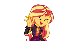 Size: 1920x1080 | Tagged: safe, artist:gmaplay, sunset shimmer, equestria girls, equestria girls series, g4, spoiler:eqg series (season 2), cute, female, hi, saludation, shimmerbetes, simple background, solo, sunset shimmer day, transparent background