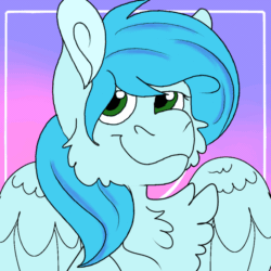 Size: 900x900 | Tagged: safe, artist:euspuche, part of a set, oc, oc only, pegasus, pony, animated, bouncing, bust, chest fluff, gif, portrait, simple background, smiling, solo, tweening