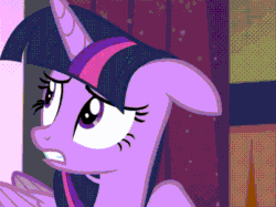 Size: 540x404 | Tagged: safe, screencap, twilight sparkle, alicorn, pony, g4, the cutie re-mark, animated, eyes closed, female, floppy ears, gritted teeth, head shake, looking around, solo, twilight sparkle (alicorn)
