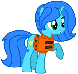 Size: 1059x1002 | Tagged: safe, artist:徐詩珮, oc, oc only, oc:baiyun rain, pony, unicorn, series:sprglitemplight diary, series:sprglitemplight life jacket days, series:springshadowdrops diary, series:springshadowdrops life jacket days, alternate universe, lifejacket, solo