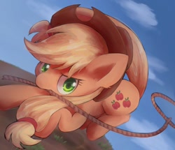 Size: 1280x1103 | Tagged: safe, artist:lexiedraw, applejack, earth pony, pony, g4, female, lasso, mouth hold, rope, solo