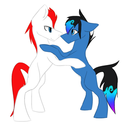 Size: 2000x2000 | Tagged: safe, artist:toptian, oc, oc only, earth pony, pony, bipedal, dancing, duo, earth pony oc, high res, male, simple background, stallion, white background