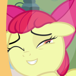 Size: 1024x1024 | Tagged: safe, screencap, apple bloom, earth pony, pony, bloom & gloom, g4, cropped, female, filly, solo