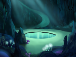 Size: 1403x1067 | Tagged: safe, artist:marcylin1023, background, cave, cave pool, detailed background, mirror pool, mushroom, no pony, scenery
