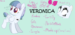 Size: 2500x1176 | Tagged: safe, artist:chiarinuk, oc, oc only, oc:veronica, pegasus, pony, female, pegasus oc, solo, wings