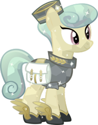 Size: 600x765 | Tagged: safe, artist:vector-brony, golden hooves (g4), crystal pony, earth pony, pony, g4, female, hat, mare, messenger, messenger bag, shoes, simple background, solo, transparent background, winged shoes