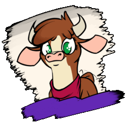 Size: 1044x1044 | Tagged: safe, artist:ebvert, arizona (tfh), cow, them's fightin' herds, animated, arizonadorable, community related, cute, female, horns, simple background, solo, transparent background
