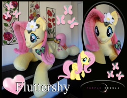 Size: 1280x990 | Tagged: safe, artist:purplenebulastudios, fluttershy, pony, g4, fluttershy plushie, irl, life size, photo, plushie, solo