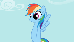 Size: 1920x1080 | Tagged: safe, screencap, rainbow dash, pegasus, pony, g4, may the best pet win, 1080p, :i, derp, female, flying, mare, reaction image