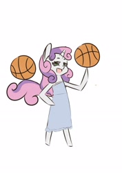 Size: 2480x3508 | Tagged: safe, sweetie belle, anthro, plantigrade anthro, g4, basketball, clothes, dress, high res, sports