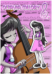 Size: 1202x1700 | Tagged: safe, artist:tarkron, octavia melody, equestria girls, bowtie, cello, clothes, commission, eyes closed, female, musical instrument, ribbon, skirt, solo