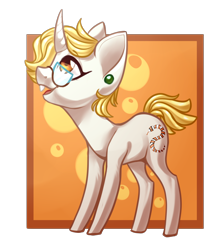 Size: 1510x1705 | Tagged: safe, artist:helemaranth, oc, oc only, pony, unicorn, ear piercing, horn, looking up, open mouth, piercing, simple background, smiling, solo, transparent background, unicorn oc