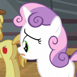 Size: 1080x1080 | Tagged: safe, screencap, braeburn, sweetie belle, pony, unicorn, appleoosa's most wanted, g4, my little pony: friendship is magic, season 5, butt, cropped, cute, diasweetes, female, filly, plot