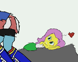 Size: 1000x800 | Tagged: safe, anonymous artist, fluttershy, rainbow dash, equestria girls, g4, duo, duo female, eyes on the prize, female, floating heart, heart, lesbian, looking at butt, meme, ship:flutterdash, shipping, simple background